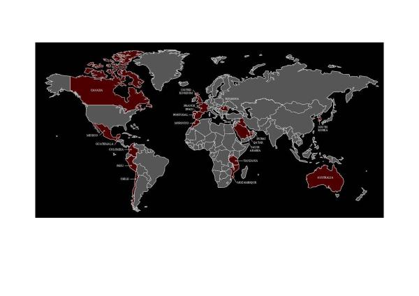 Mapa de presencia internacional de Tunnel and Bridge Technologies